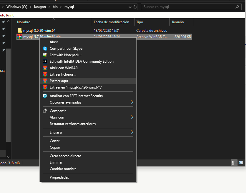 Descomprimir MySQL