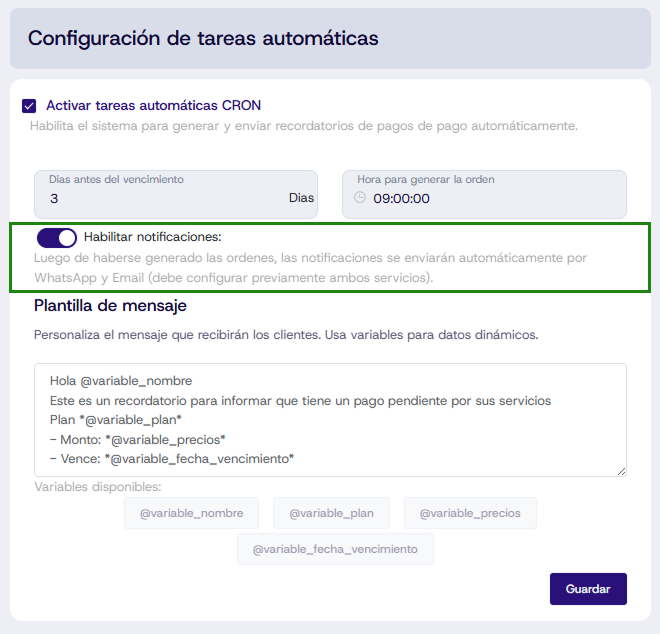 Activar CRON